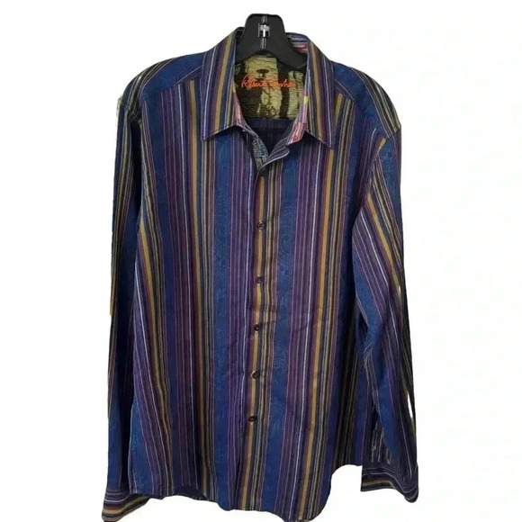 Robert Graham men’s striped & paisley button down shirt size large - Picture 1 of 11